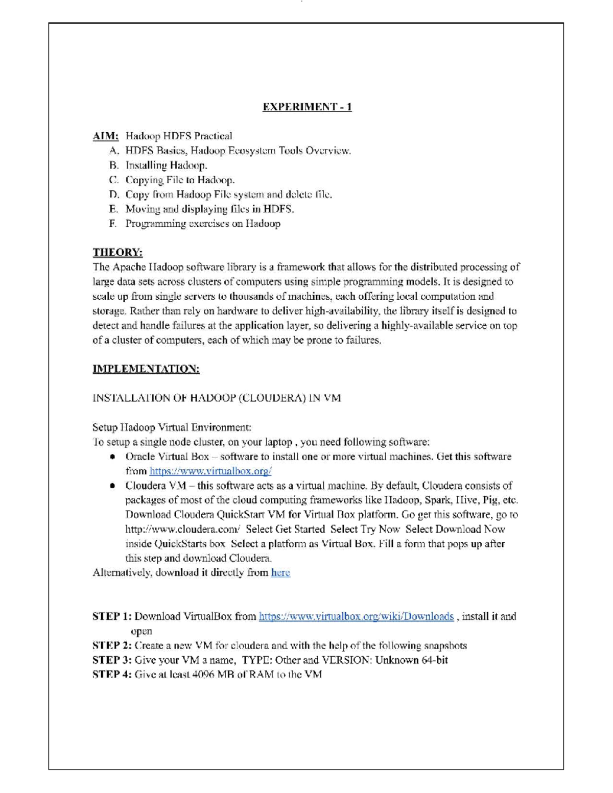 BDA Exp1 - BDA - Computer Engineering - lO - Studocu