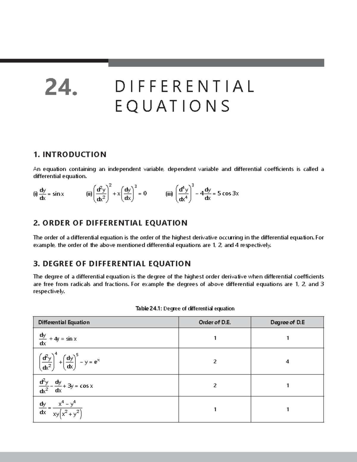 10 - notes - 24. D I F F E R E N T I A L E Q U A T I O N S INTRODUCTION ...