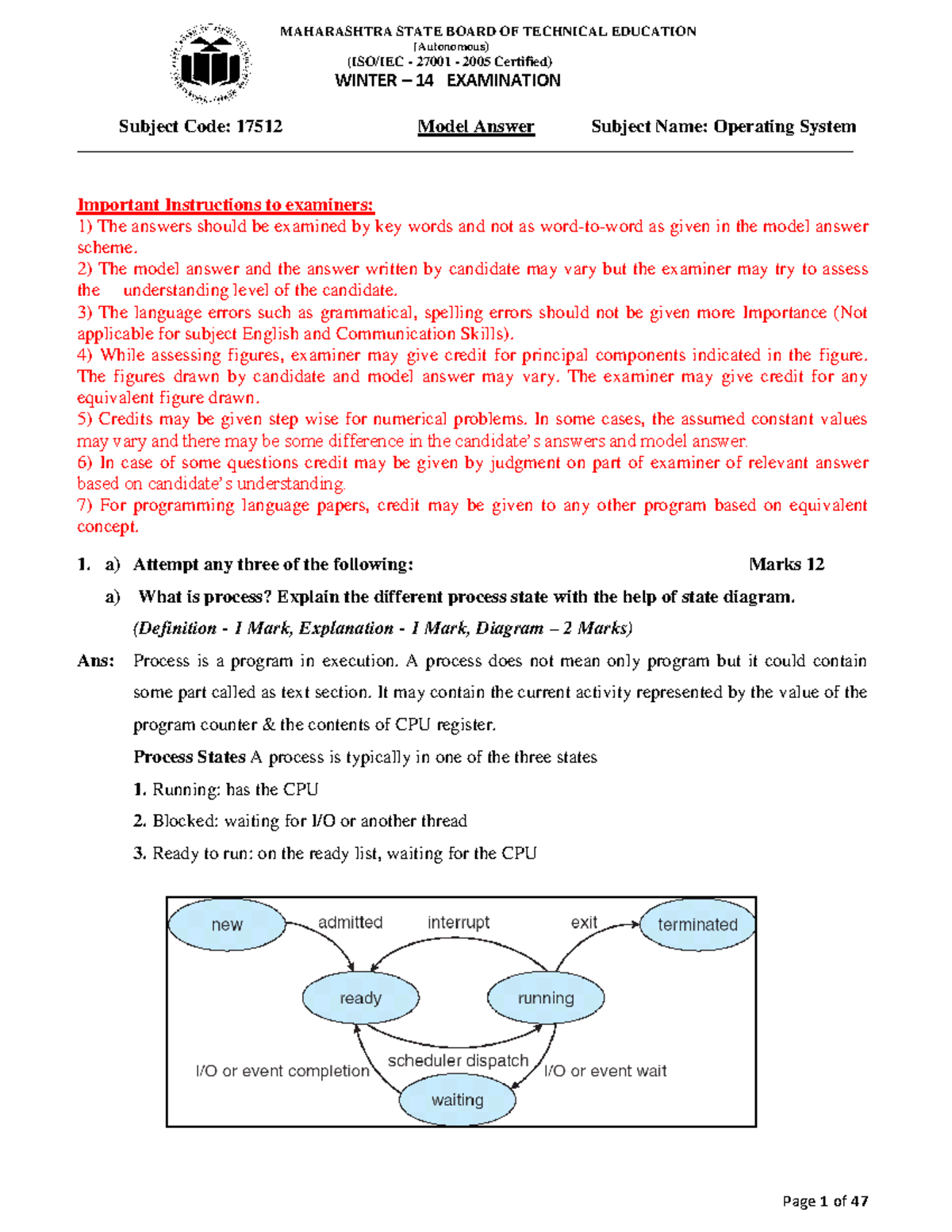 17512 2014 Winter Model Answer Paper - (ISO/IEC - 27001 - 2005 ...