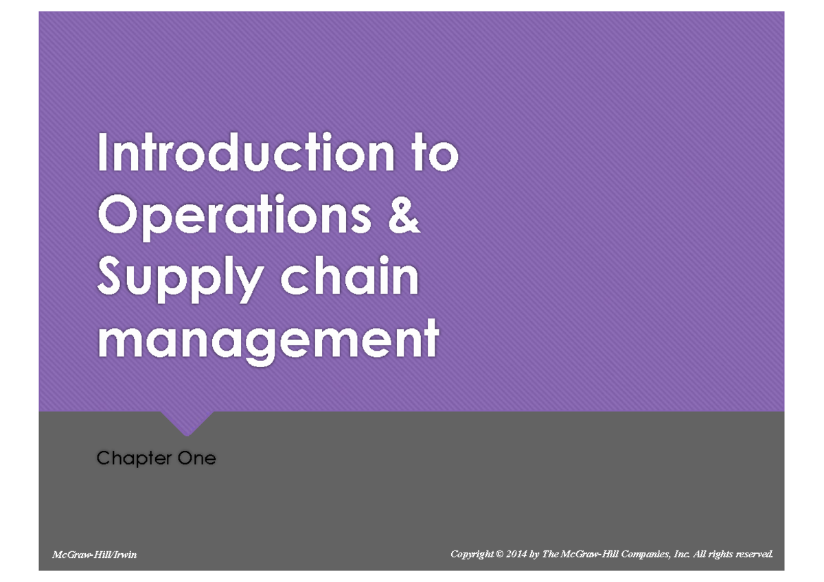 OSCM 101: Intro to Operations & Supply Chain Management - Chapter 1 ...
