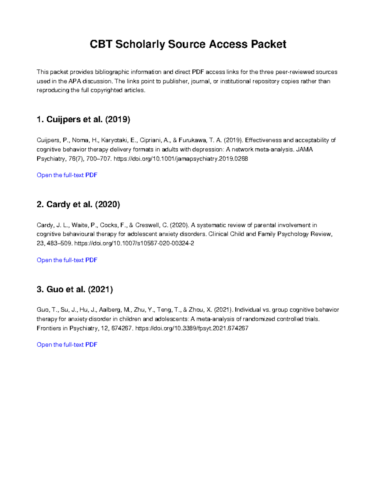 CBT Scholarly Source Access Packet - Lecture Notes - Studocu