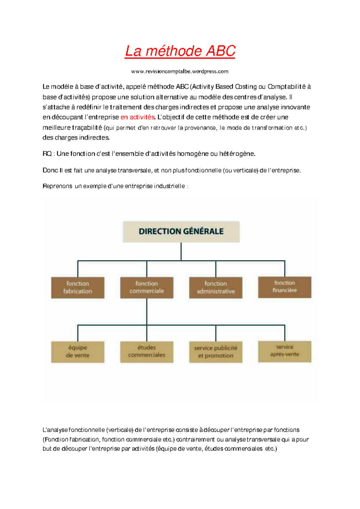 Résumé de la Méthode ABC - Révision Comptable - Studocu