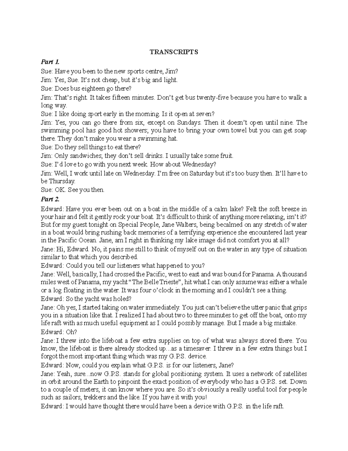 TRANSCRIPTS: Conversations on Sports, Sailing, and Community Classes ...
