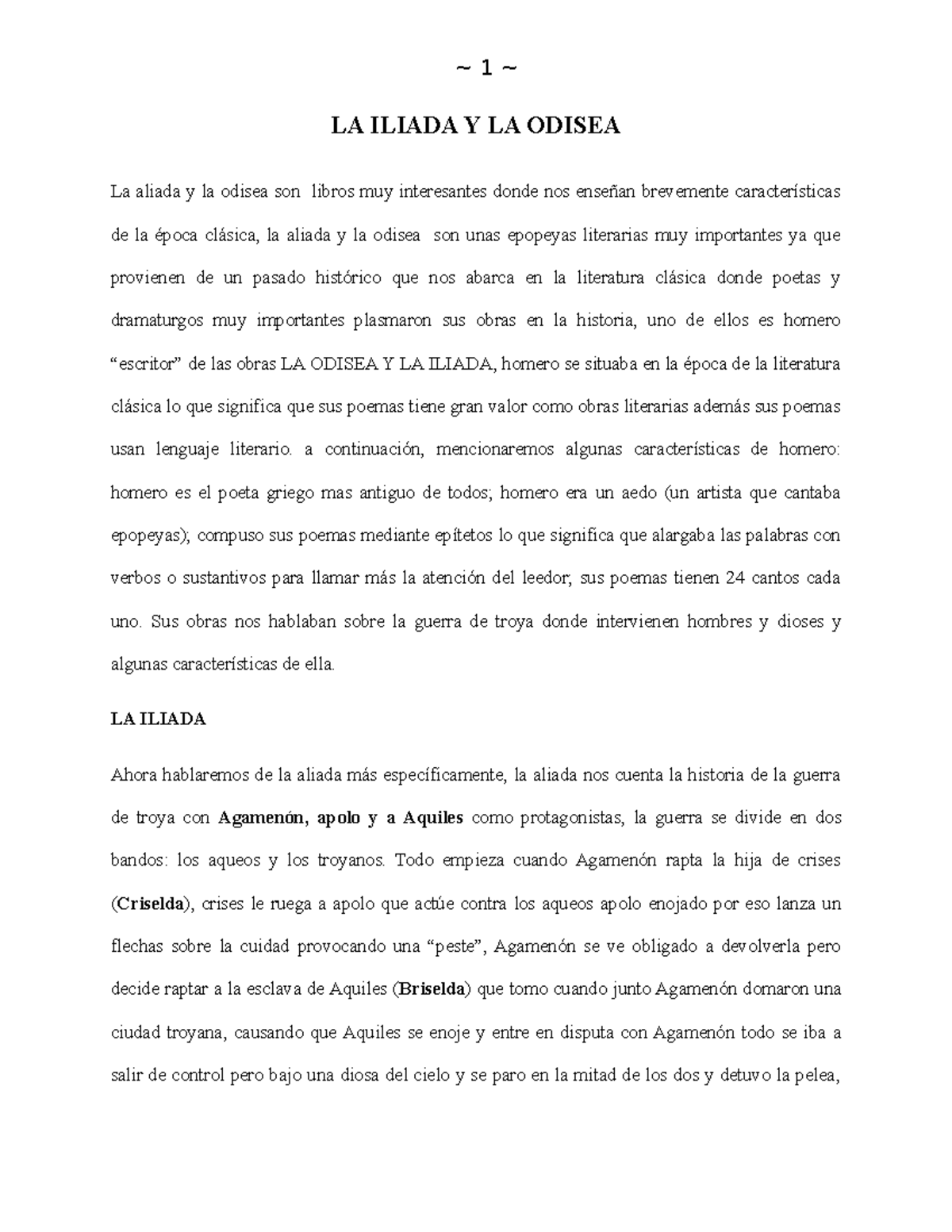 Ensayo sobre LA ILIADA y LA ODISEA - Análisis Histórico y Literario - Document Preview