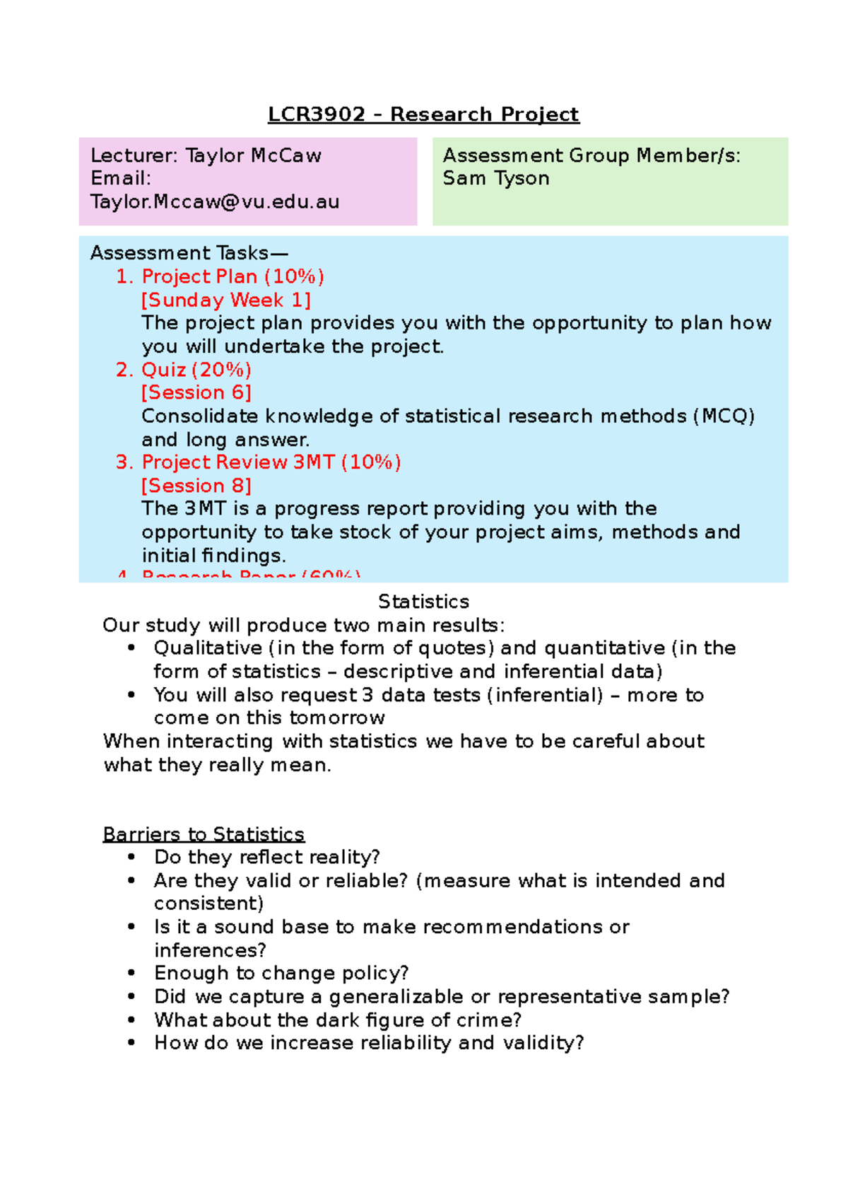 LCR3902 - Research Project Overview: Statistics & Assessment Tasks ...