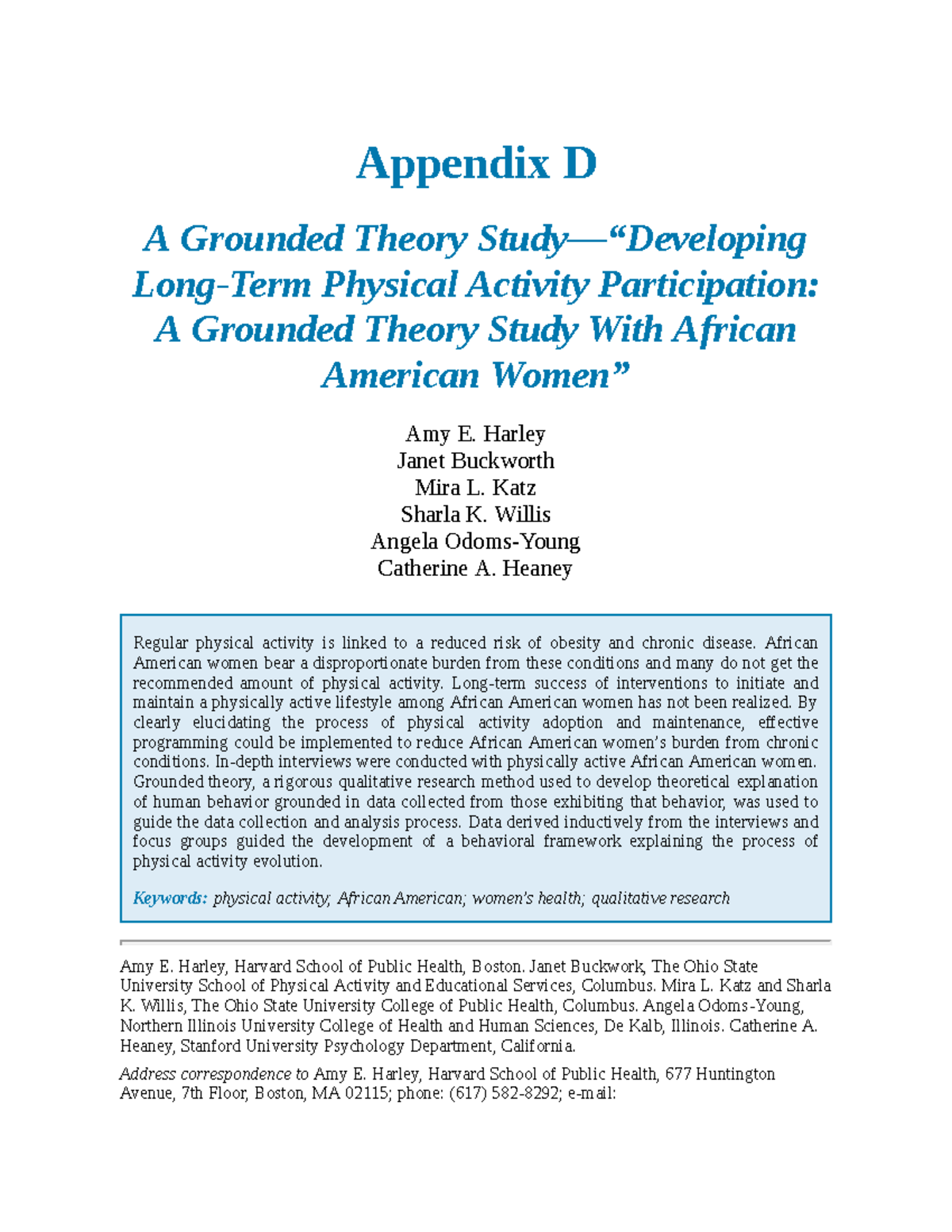 Grounded Theory Example - Appendix D A Grounded Theory Study ...
