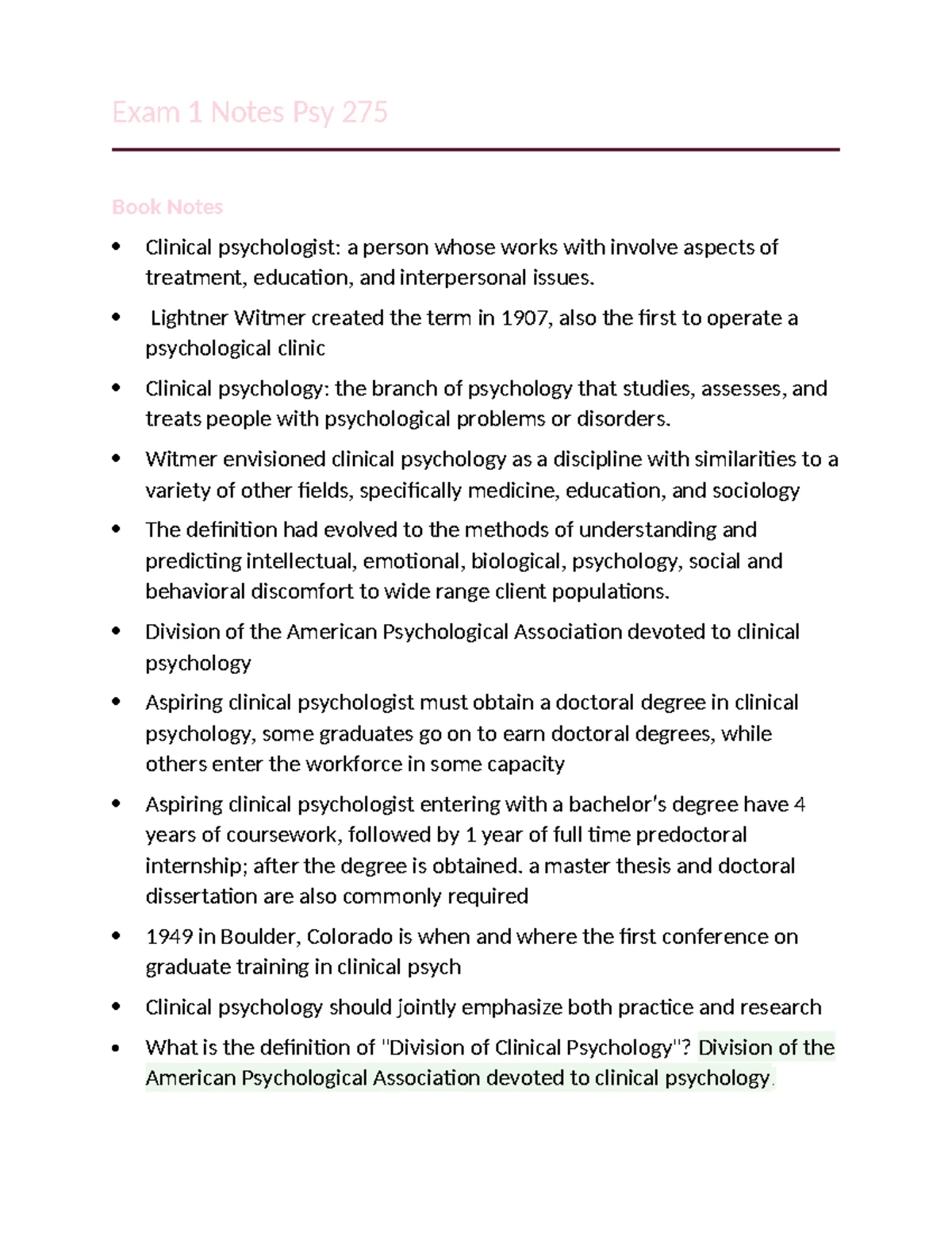 Chapter 2: The Evolution of Clinical Psychology and Assessment Methods -  Studocu, image size:1200x1553