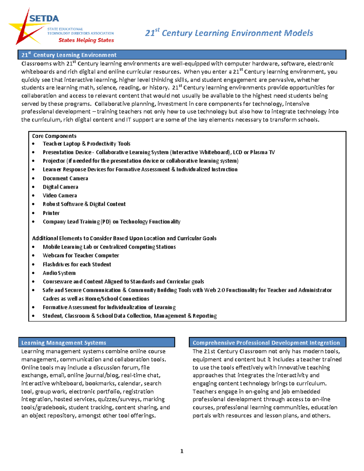 ED522778 - 21st Century Learning Environment Models Overview - Studocu