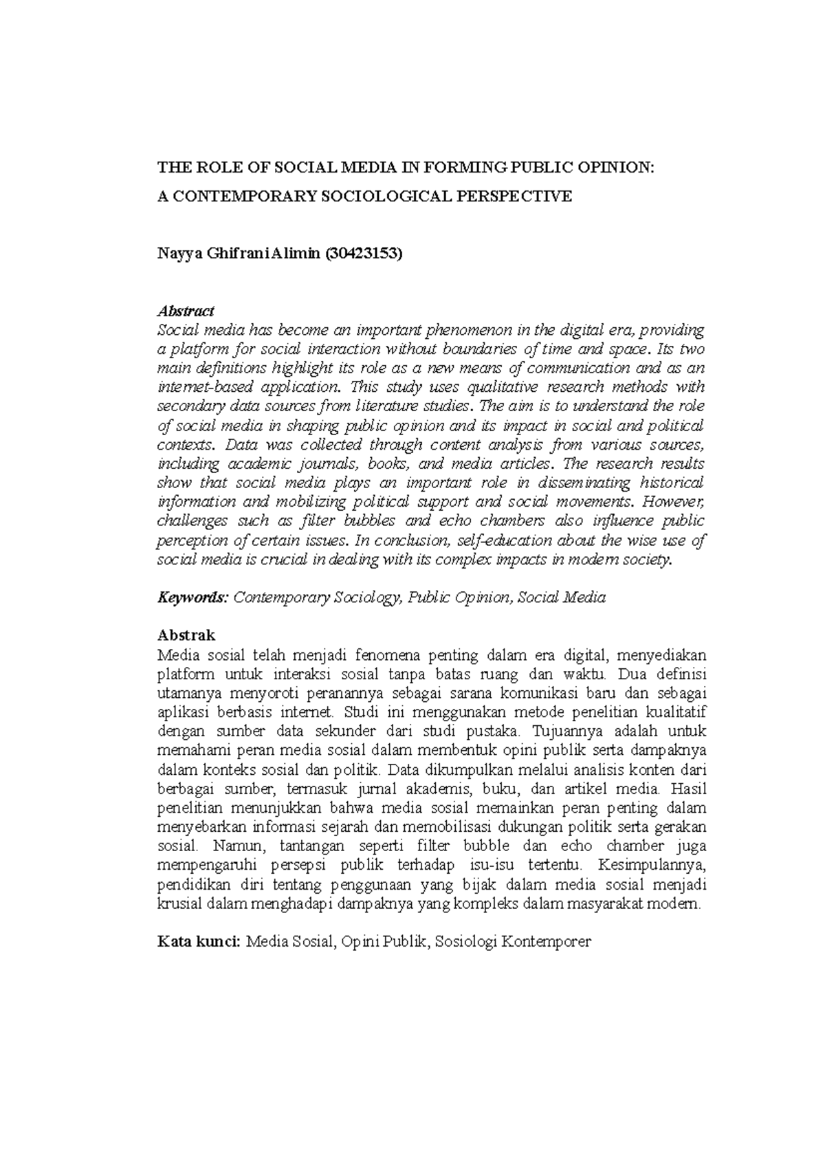 Title: TLE 30423153: The Impact of Social Media on Public Opinion ...