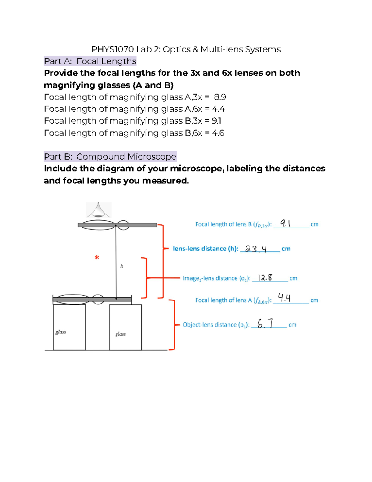 PHYS1070 Lab 2 Optics & Multi-lens Systems - PHYS1070 Lab 2: Optics ...