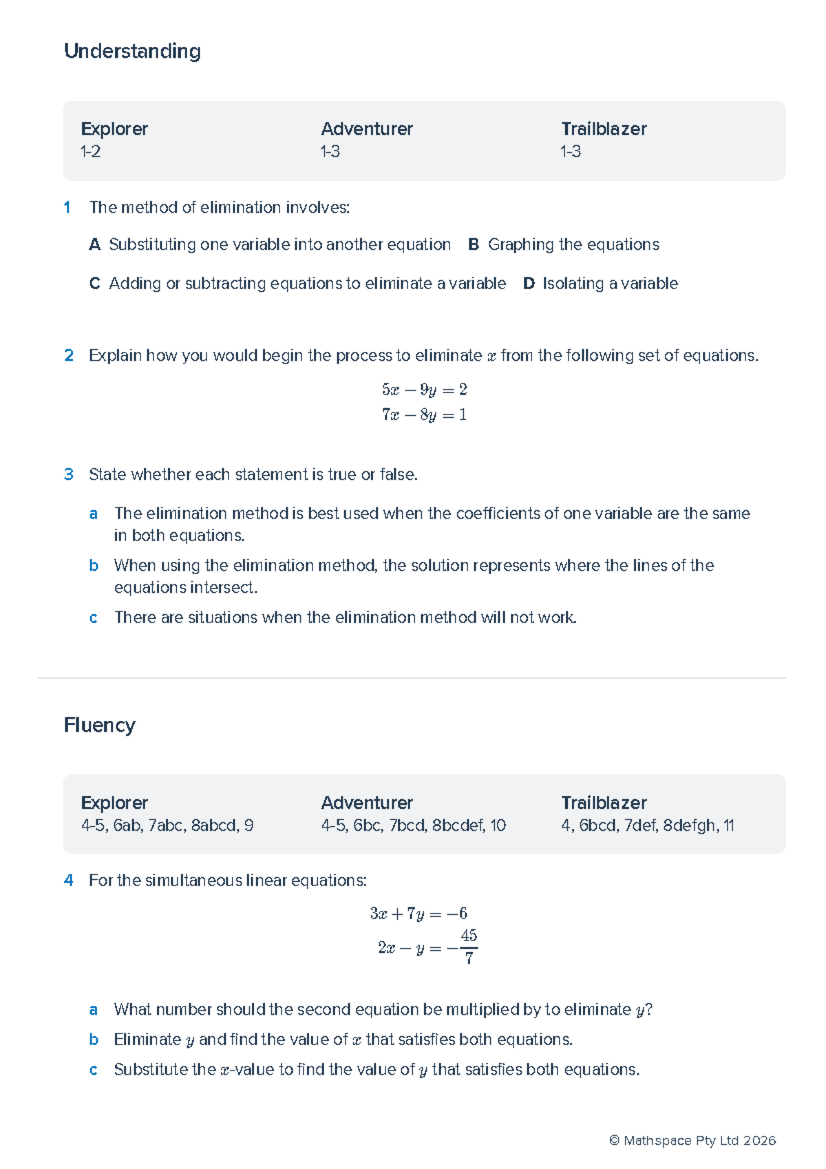 Understanding the Elimination Method: Explorer 1, Adventurer ...