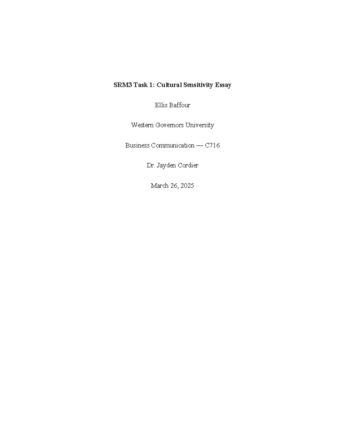 SRM3 Task 1: Cultural Sensitivity in Global Business Communication ...