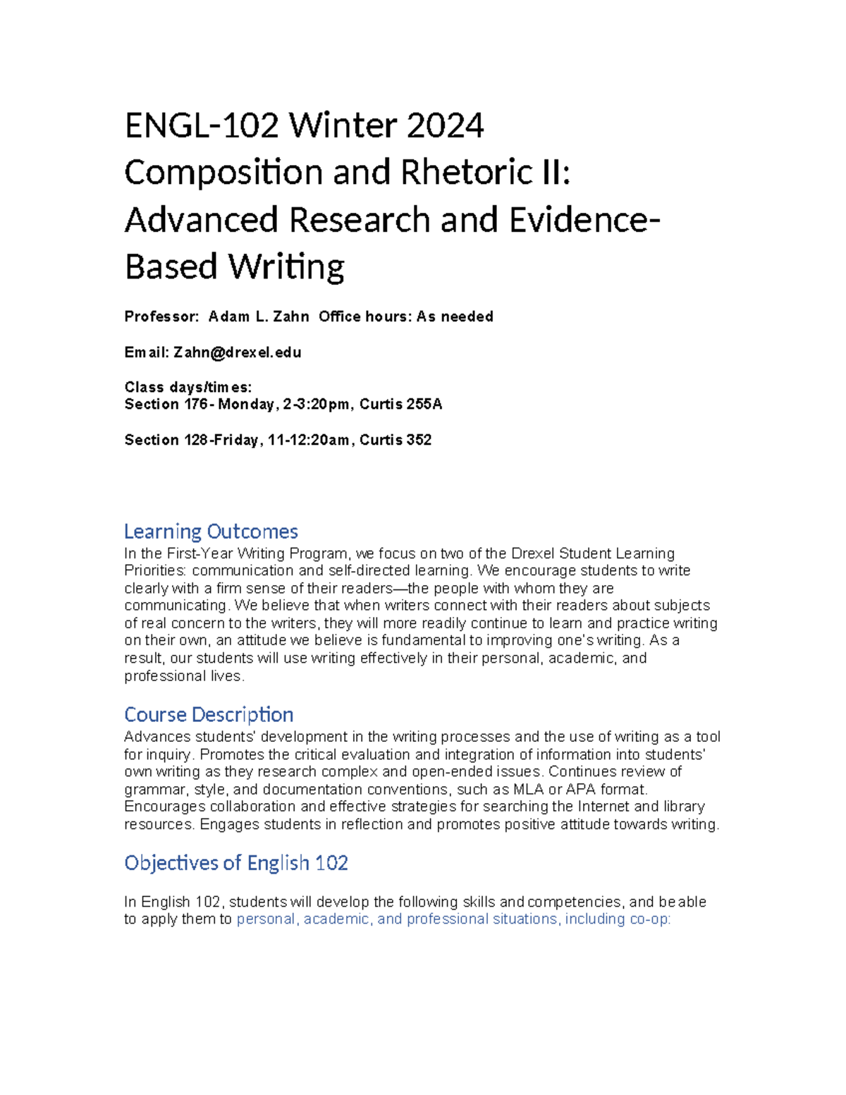 ENGL 102 W 2025: Advanced Research & Writing Techniques Overview - Studocu