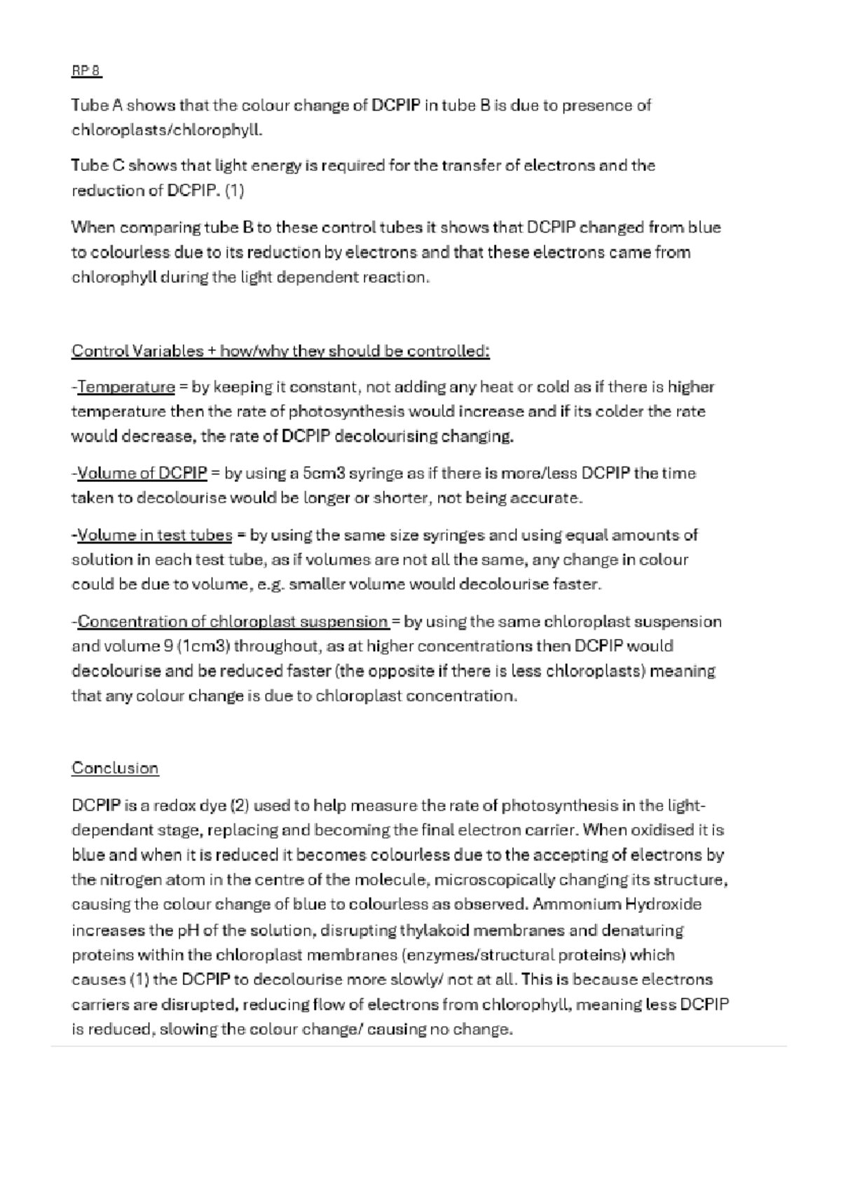 A-level Biology Required Practical 8: DCPIP and Photosynthesis Analysis ...
