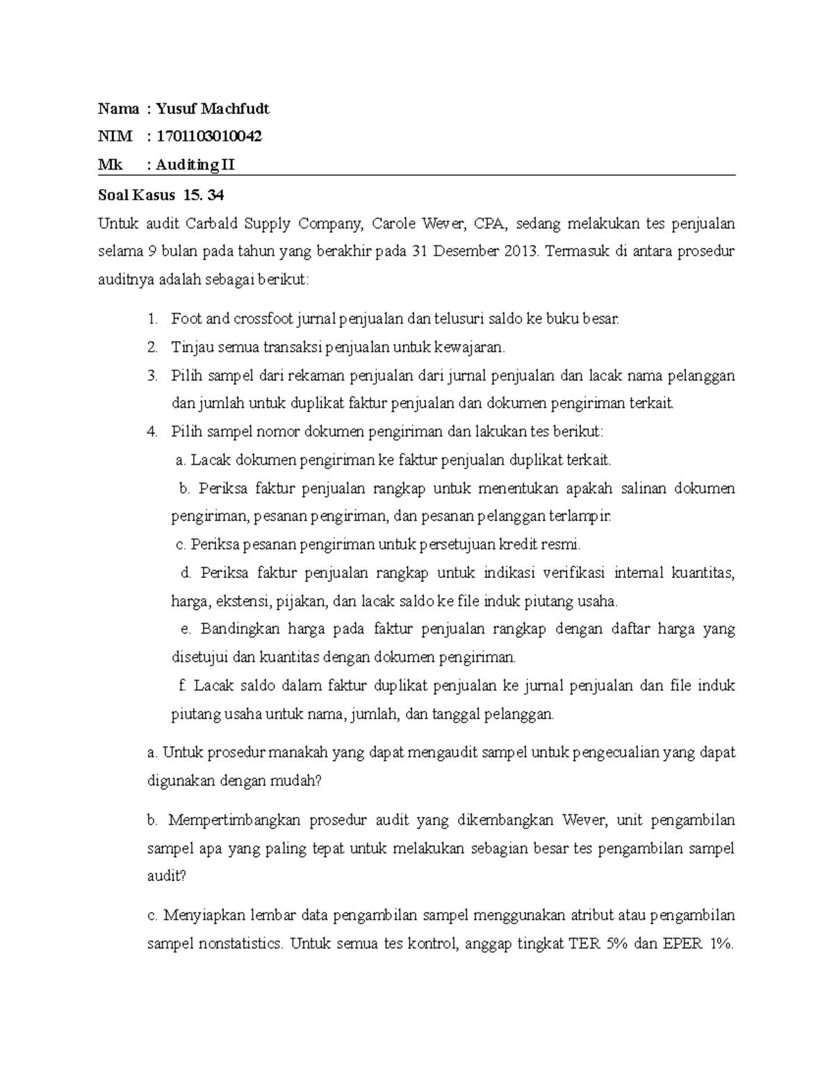 Audit Procedure Case Study: Sampling Techniques in Auditing II - Studocu