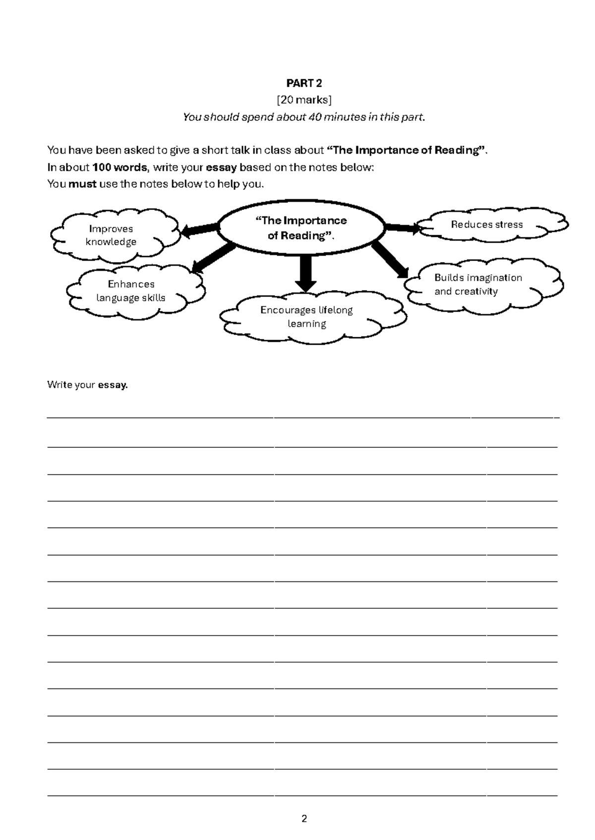 Part 2 Paper 2 - ENGLISH - PART 2 [20 marks] You should spend about 40 ...