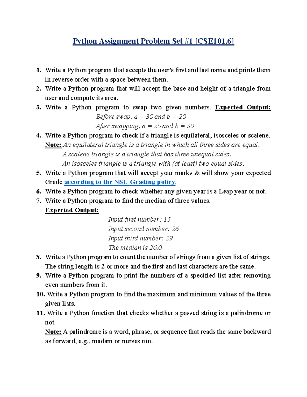 Python Assignment PS1: Problem Set Solutions and Exercises - Studocu
