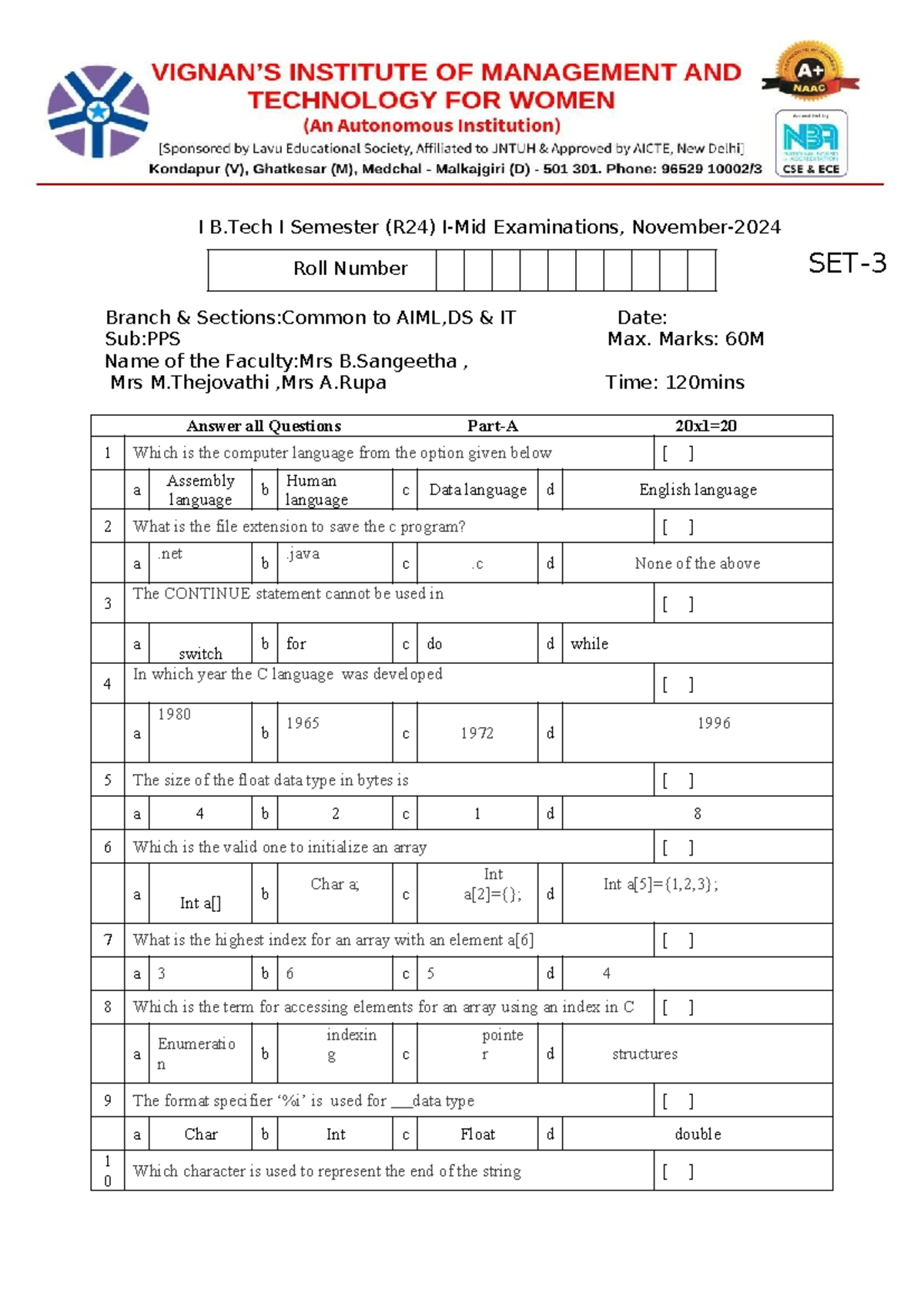 DS PPS Mid-1 Set-3 Notes (B.Tech I Sem R24) - Studocu