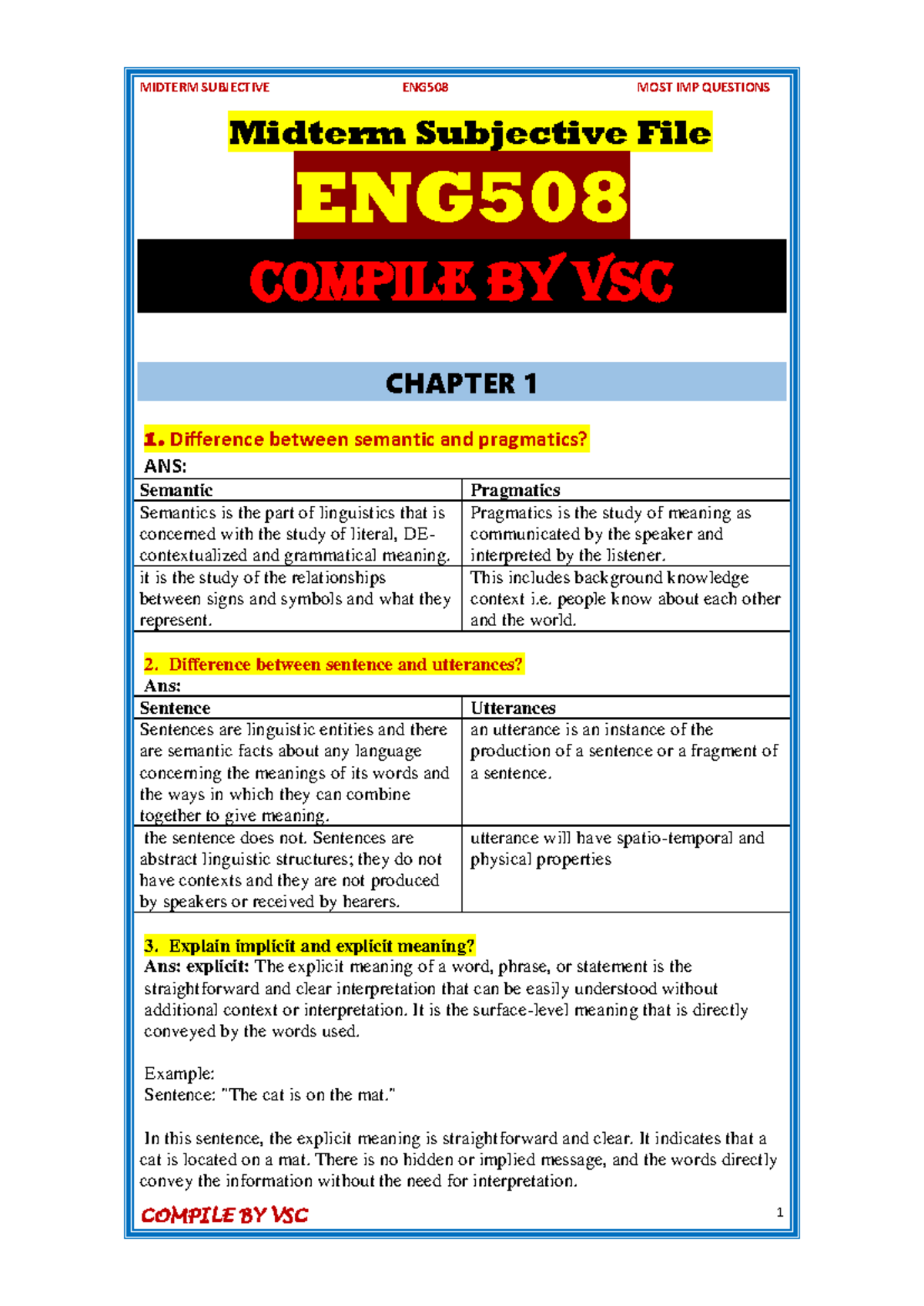 ENG508 Midterm Subjective Exam Notes Compiled by VSC - Studocu
