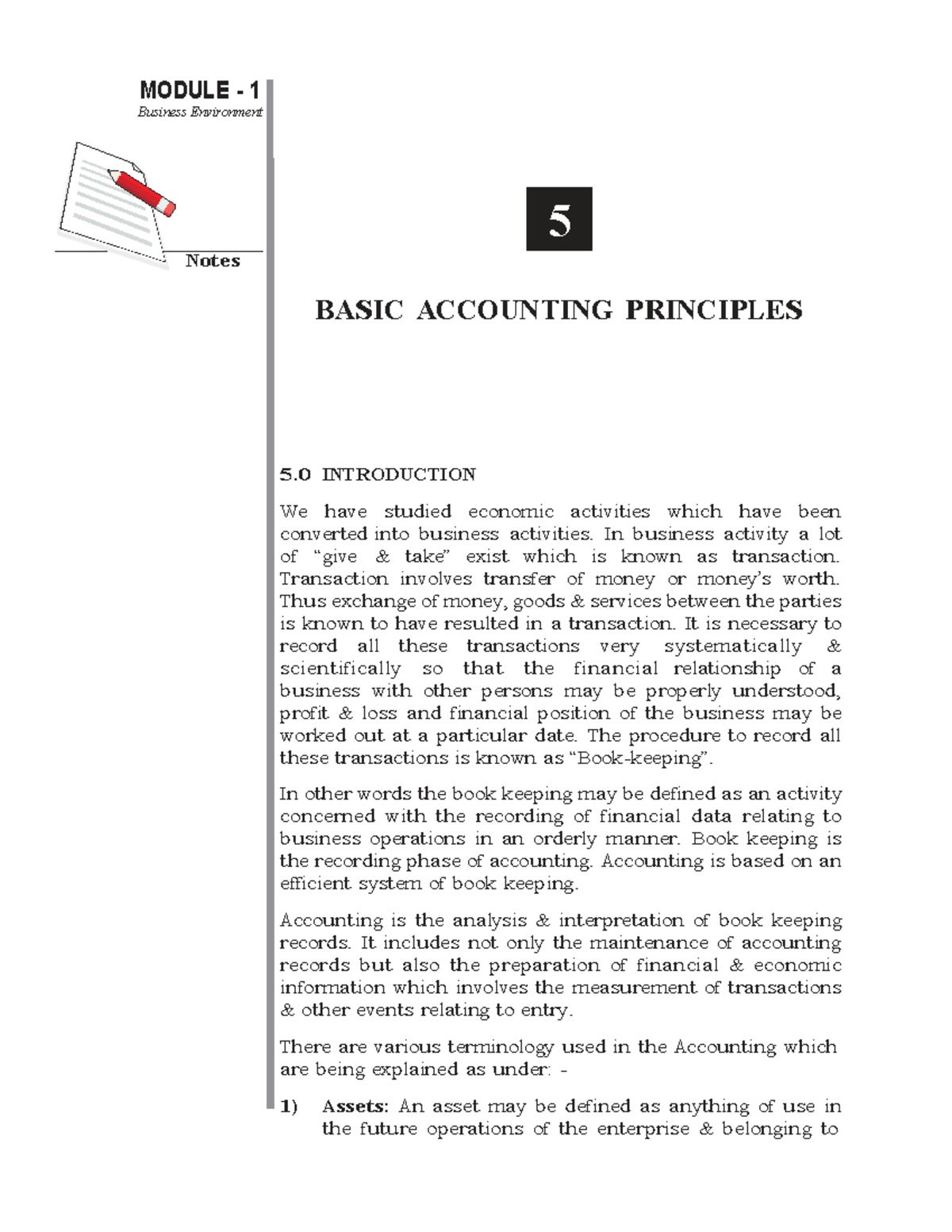 DIPLOMA IN INSURANCE SERVICES MODULE 1 Basic Accounting Principles ...