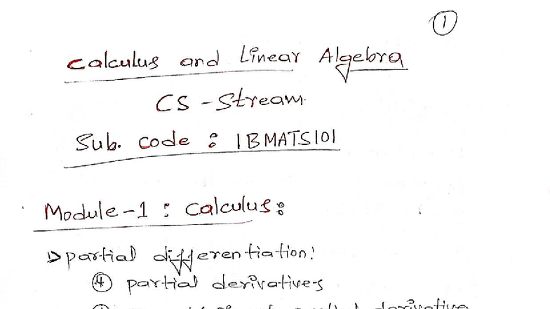 1 BMATS101 Module 1: Calculus - Partial Differentiation Notes - Studocu