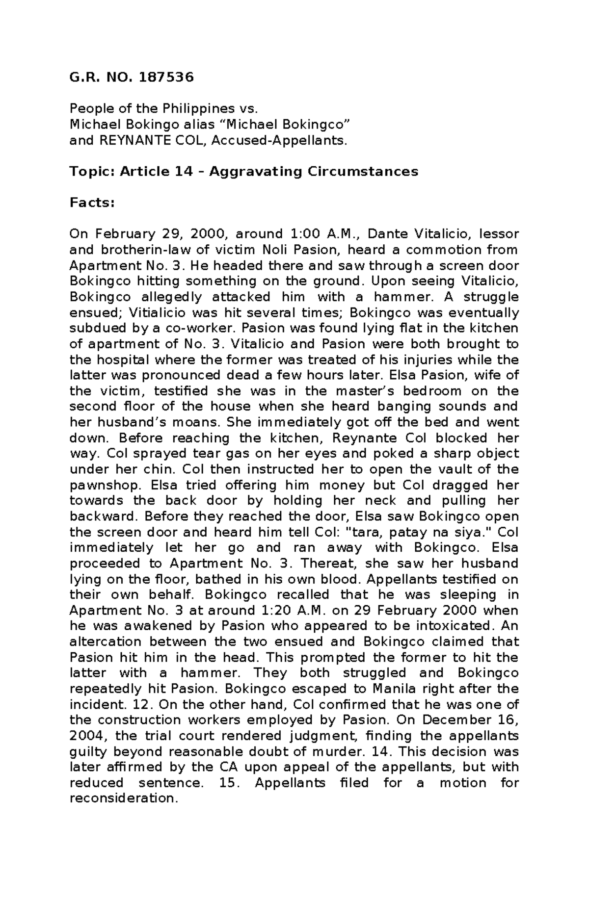 People vs Bokingo Case Digest - G.R. NO. 187536 Analysis - Studocu