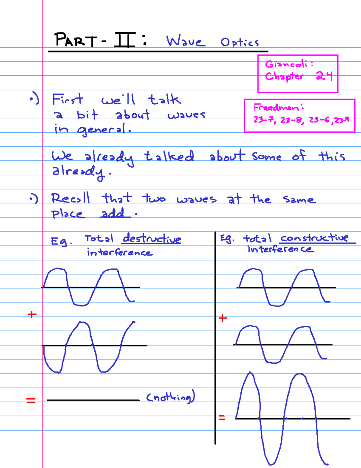 Wave Optics: Interference and Diffraction Concepts (Course Code: PART ...