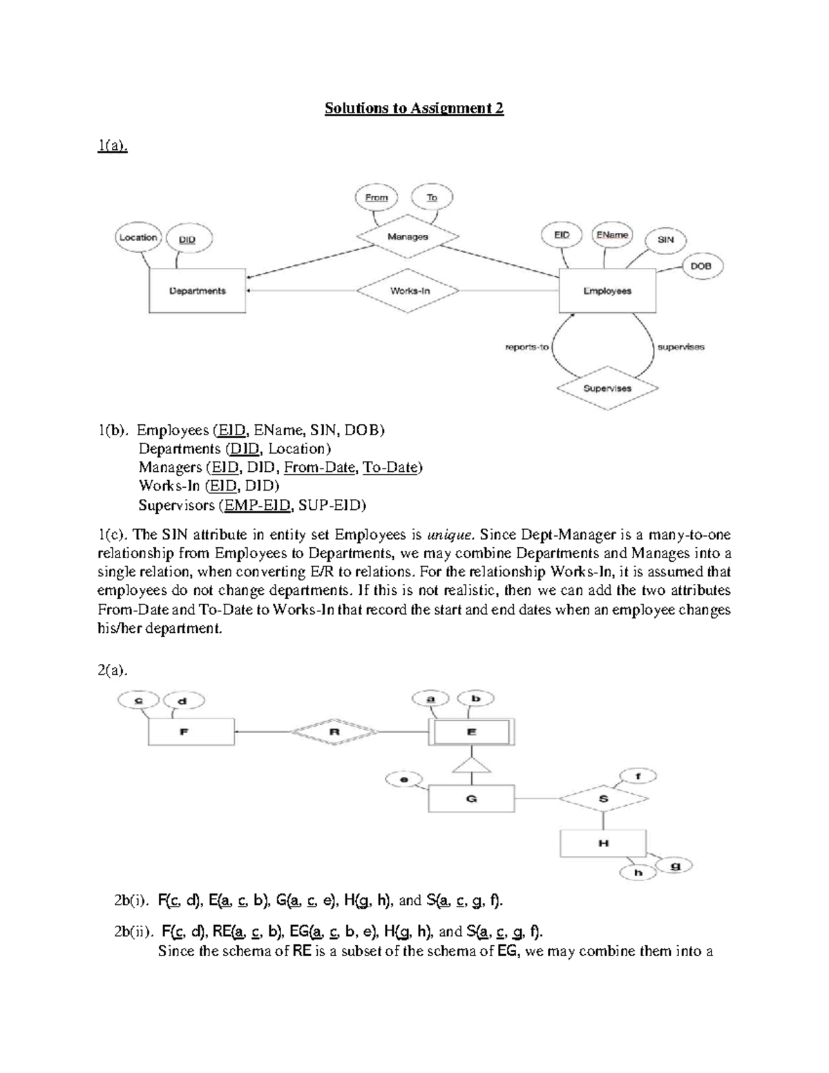 Solutions for Assignment 2: Database Schema Design and Relations - Studocu