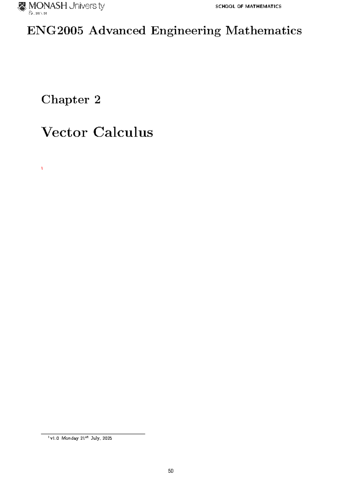 ENG2005 Advanced Engineering Mathematics Lecture Notes: Vector Calculus ...