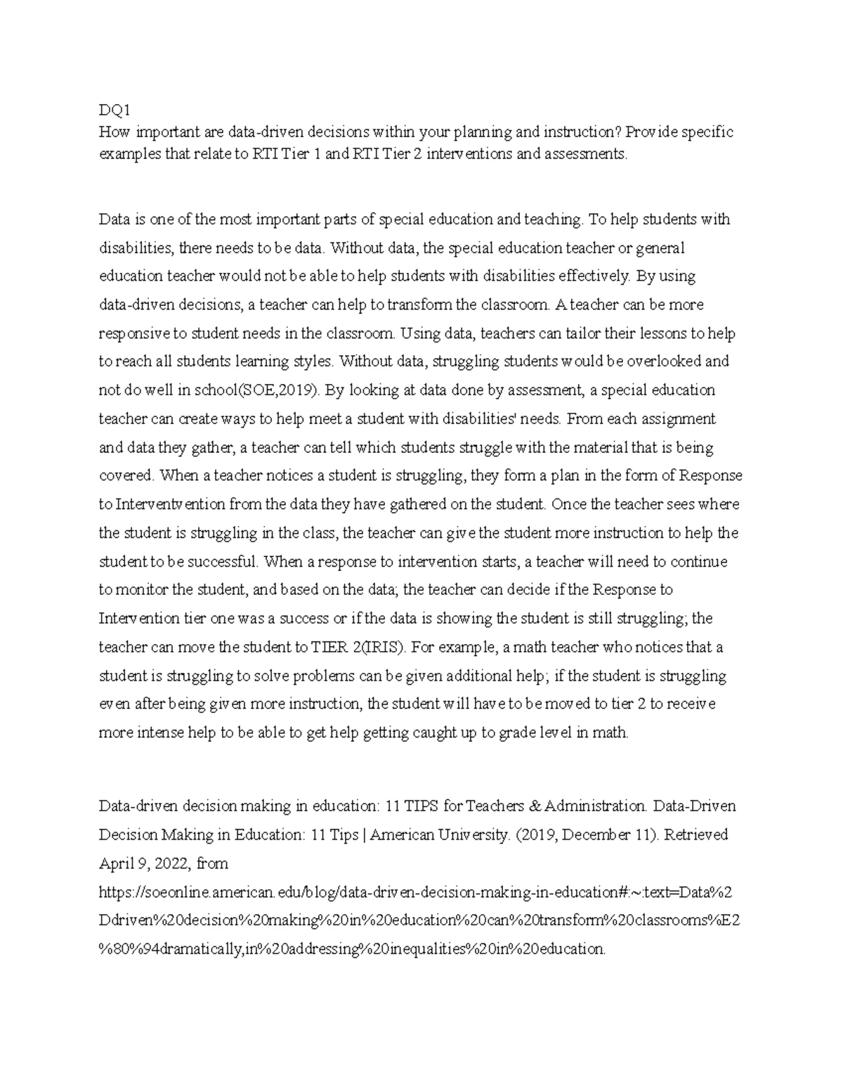 531 SPD Week 1 - Discourse on Test Results in Special Education - Studocu