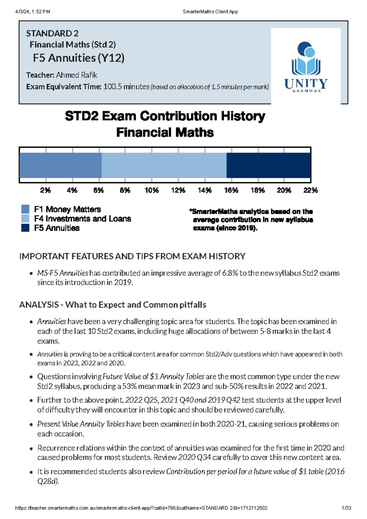 Financial Maths STD2 F5 Exam Guide: Annuities Insights & Tips - Studocu