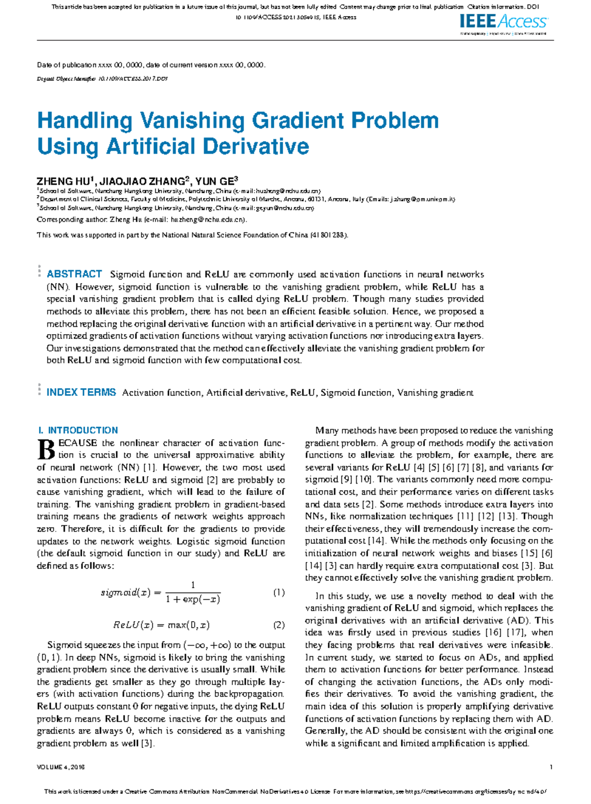 Handling Vanishing Gradient Problem with Artificial Derivatives in NNs ...