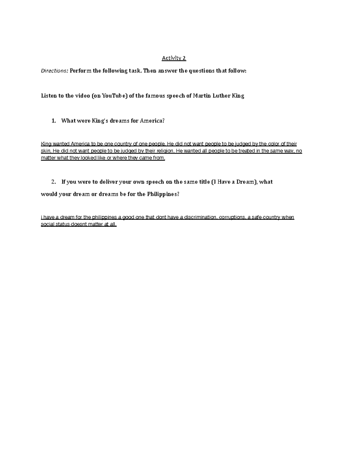 Unit 2 Second Activity - Unit 2 - Activity 2 Directions: Perform the ...