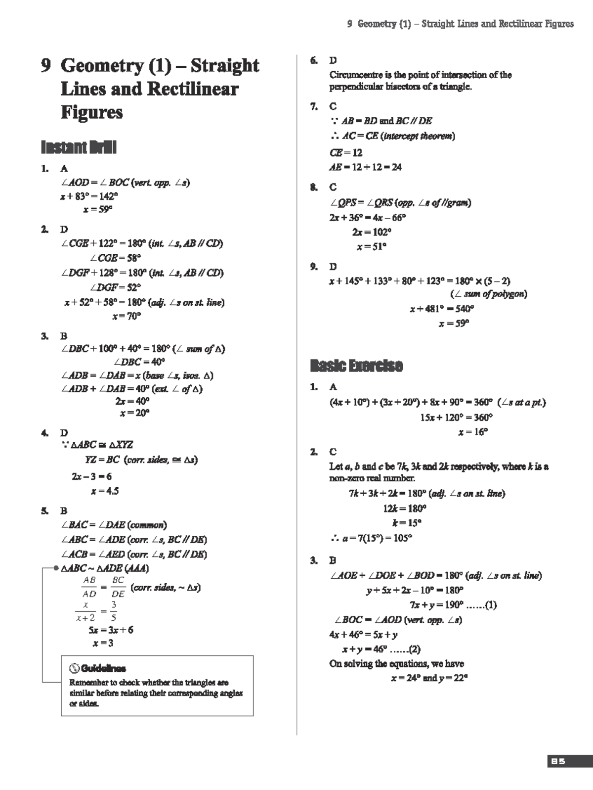 Geometry Concepts and Angle Calculations - Index 6 Answer Key - Studocu