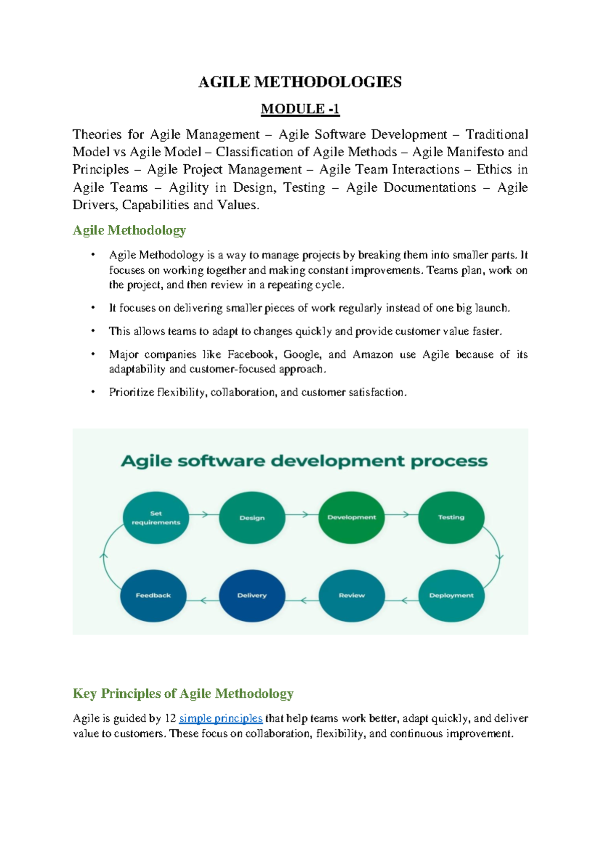 AGILE METHODOLOGIES A.M Module 1: Key Theories and Practices - Studocu