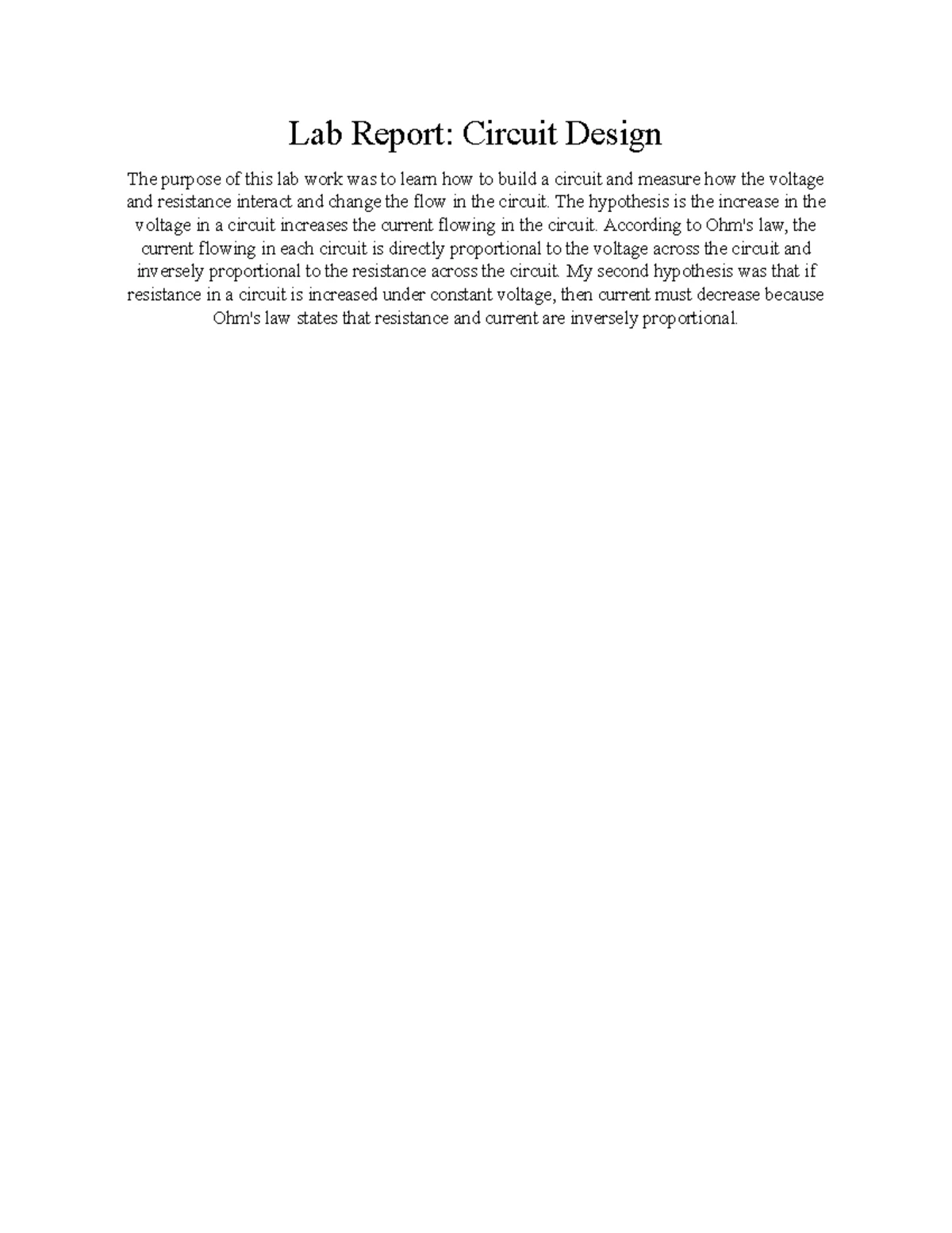Electromagnetic Induction Experiment Report - Prelab for Edgenuity ...