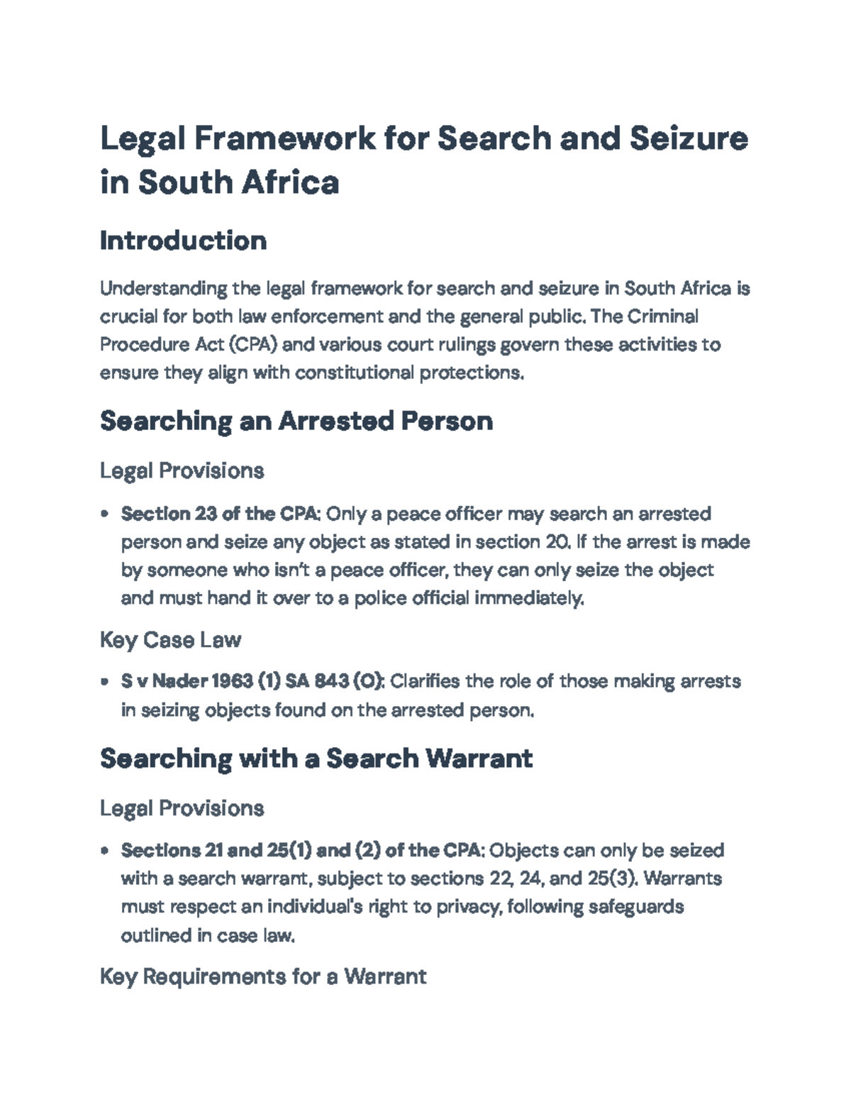 Legal Framework for Search & Seizure in South Africa: Key Cases ...
