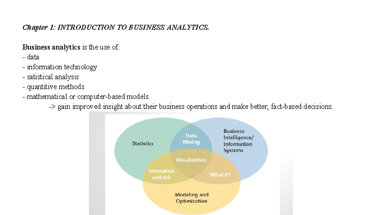 Business Analytics: Introduction and Key Concepts (BA101) - Studocu