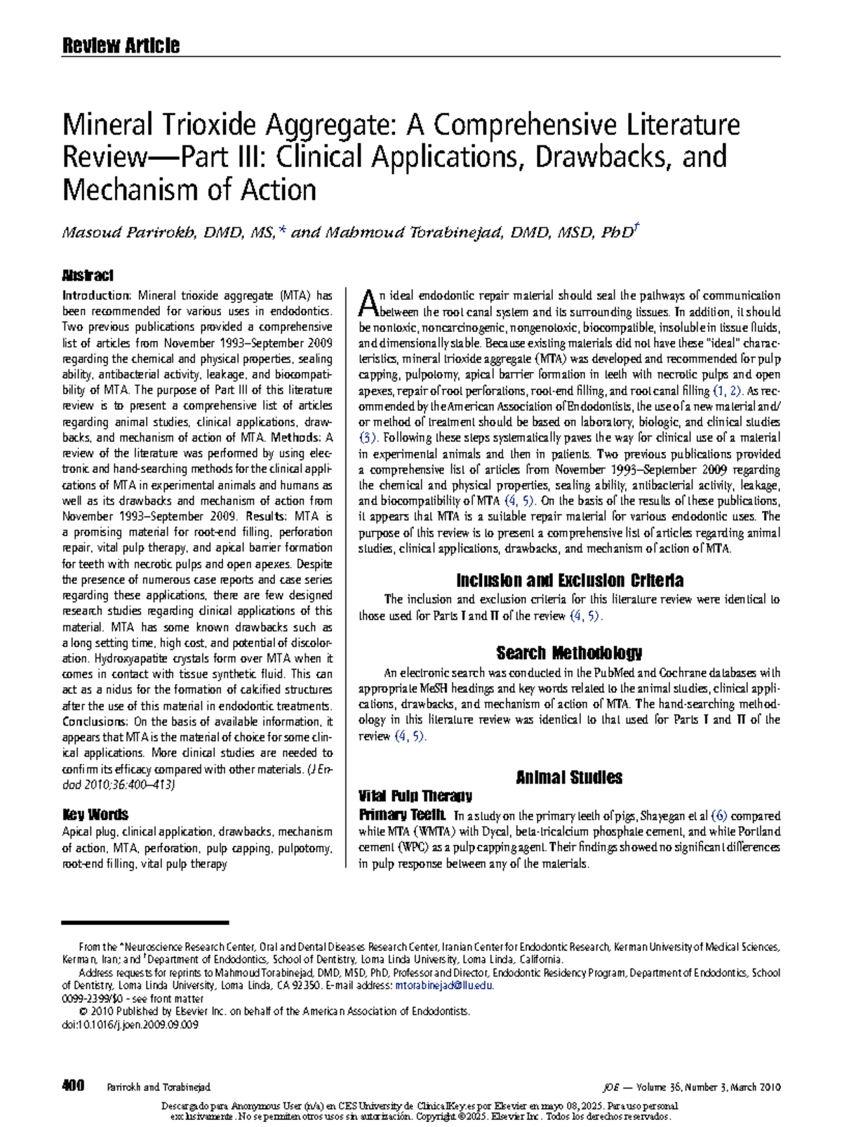 Comprehensive Review of MTA: Chemical, Physical, and Antibacterial ...