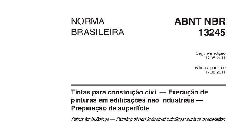 Norma ABNT NBR 13245: Preparação de Superfície para Pinturas em ...