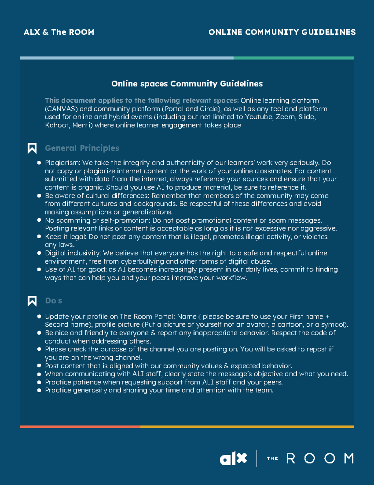 ALX Online Community Guidelines for Engagement and Respect - Studocu