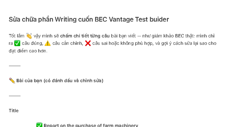 Sửa chữa phần Writing cuốn BEC Vantage Test buider - Sửa chữa phần ...