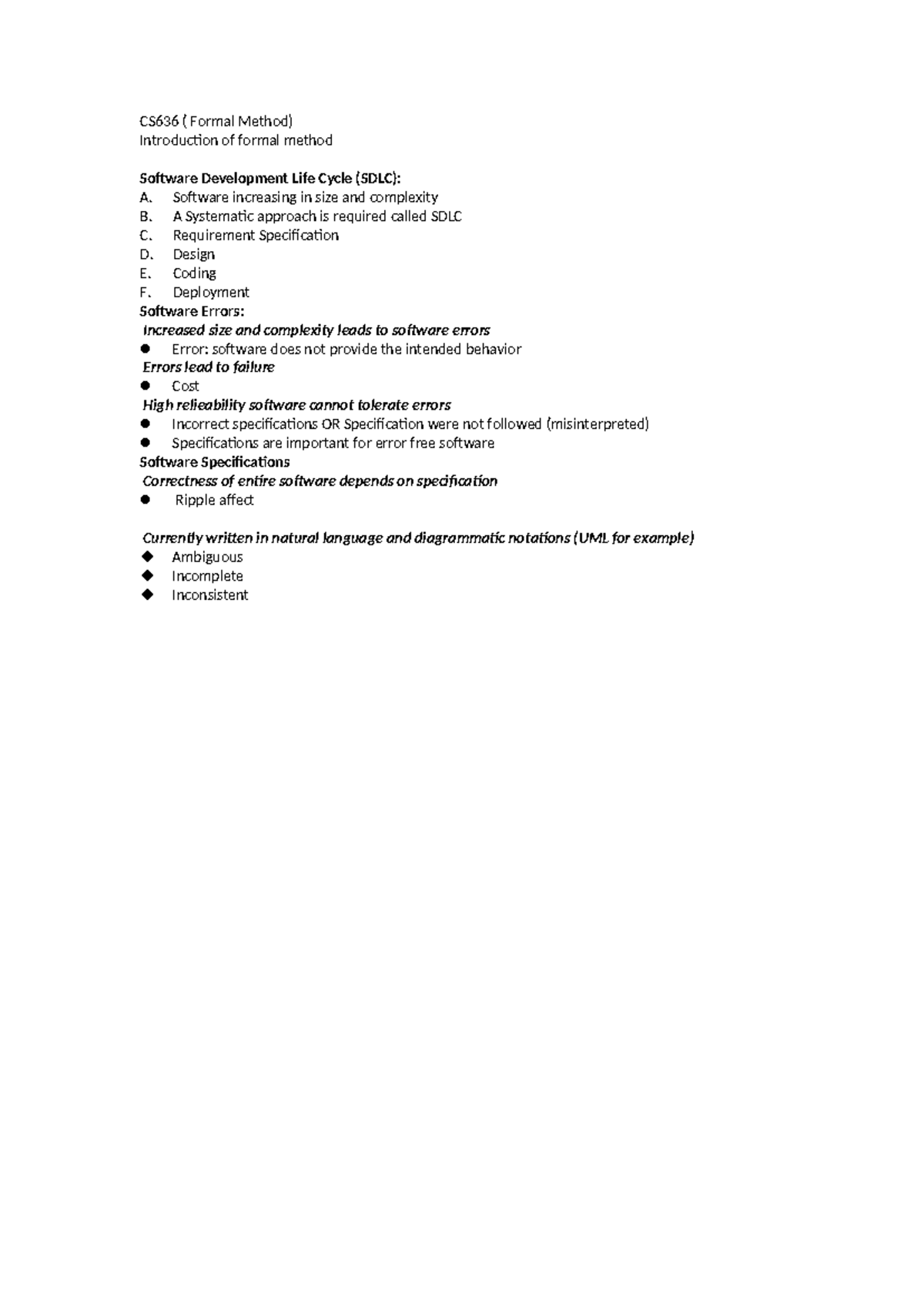 CS636 - Formal Method Overview and Software Development Insights ...