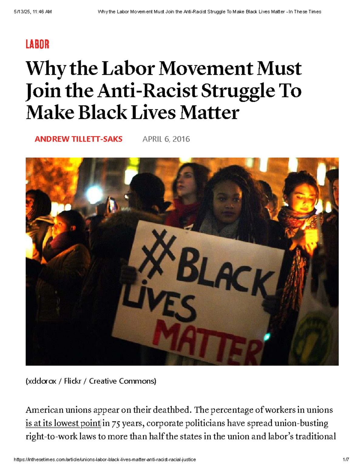 Labor Unions and the Fight Against Racism: A BLM Perspective - Studocu