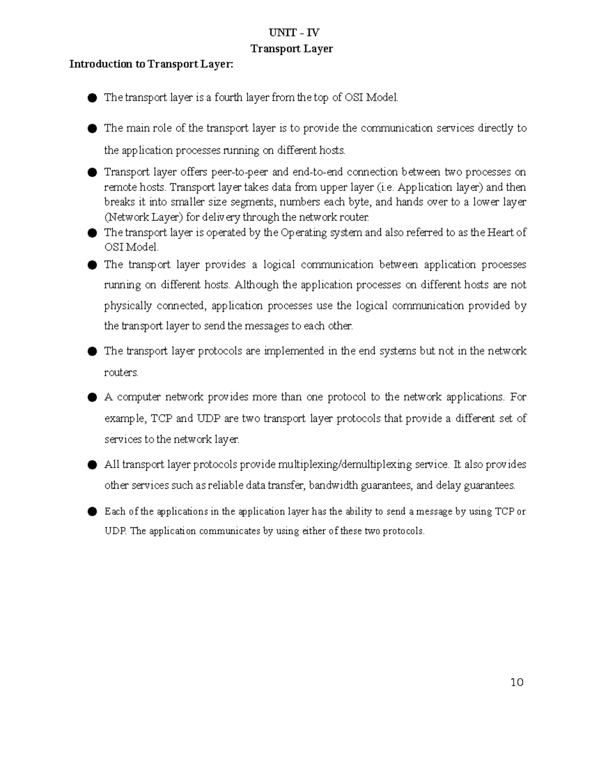 CN unit IV - cn unit -4 meterial - UNIT - IV Transport Layer ...
