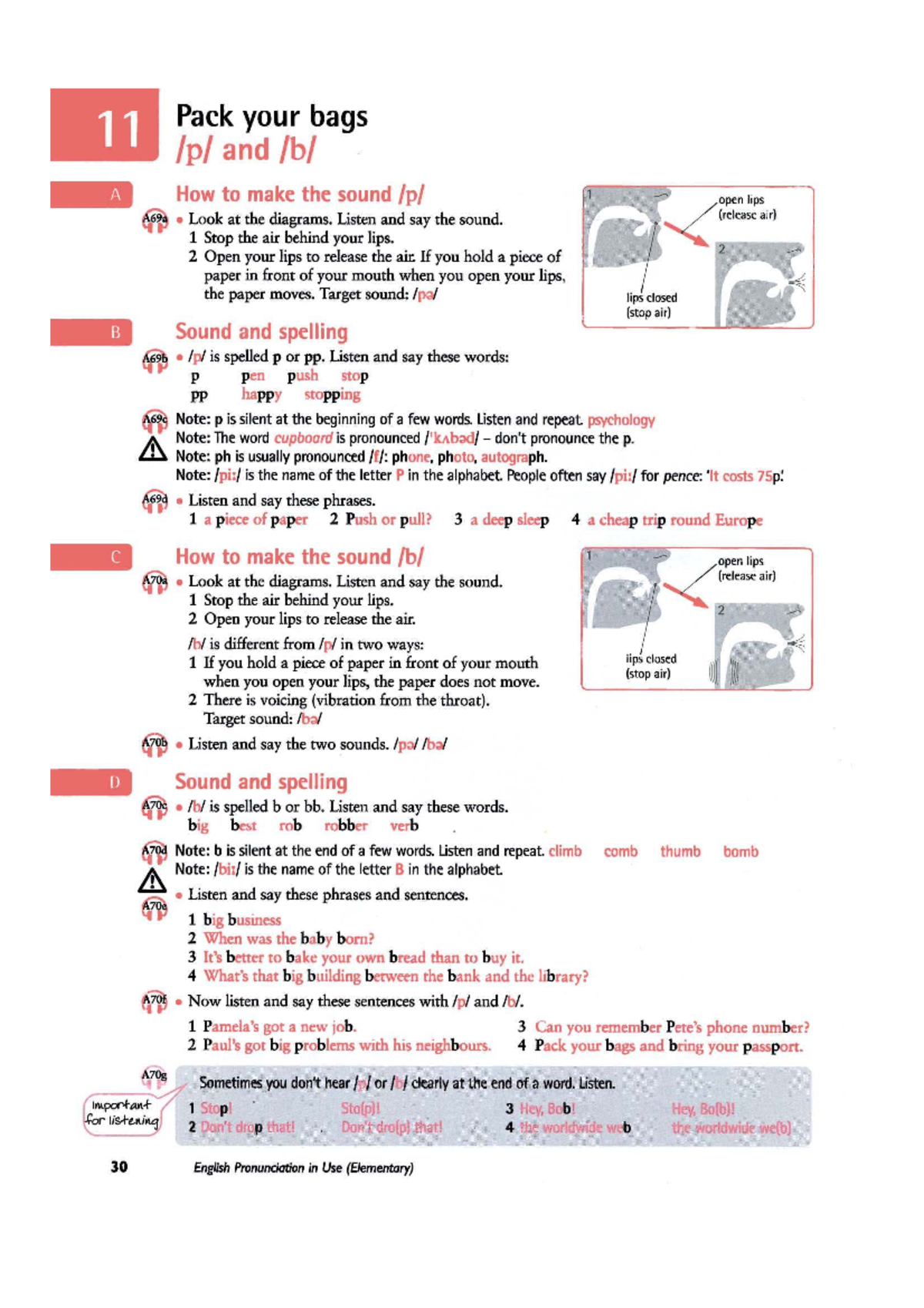 English Pronunciation in Use (Elementary) - Consonants A69-A54 ...