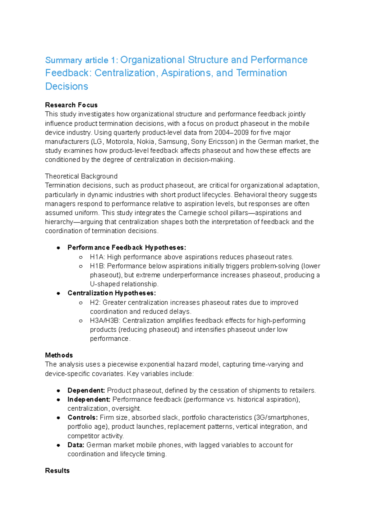 Organizational Design Summary: Insights from Multiple Studies on ...
