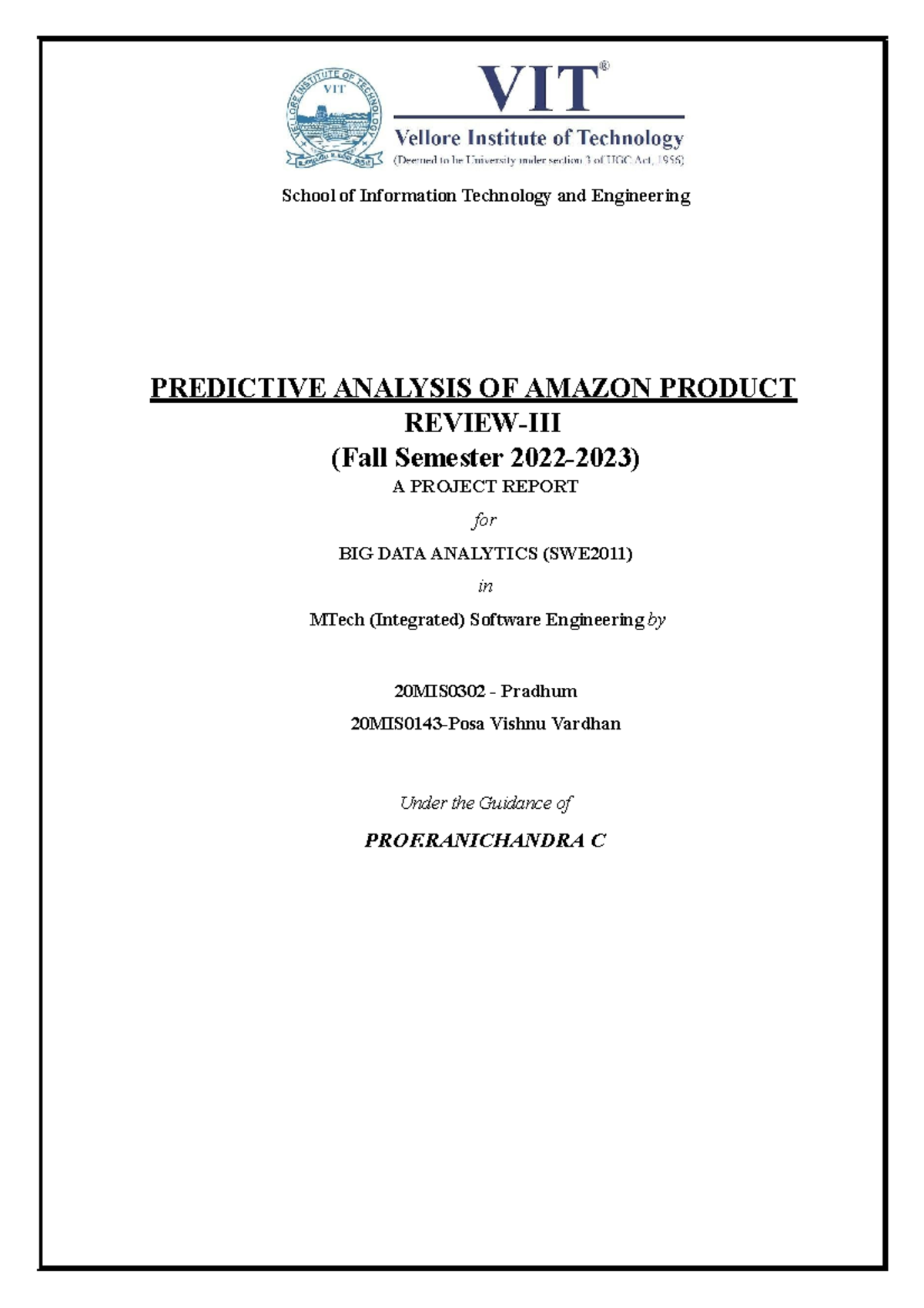 BIG DATA Final Review - ITS A PROJECT ON BIG DATA AND ANALYTICS ...