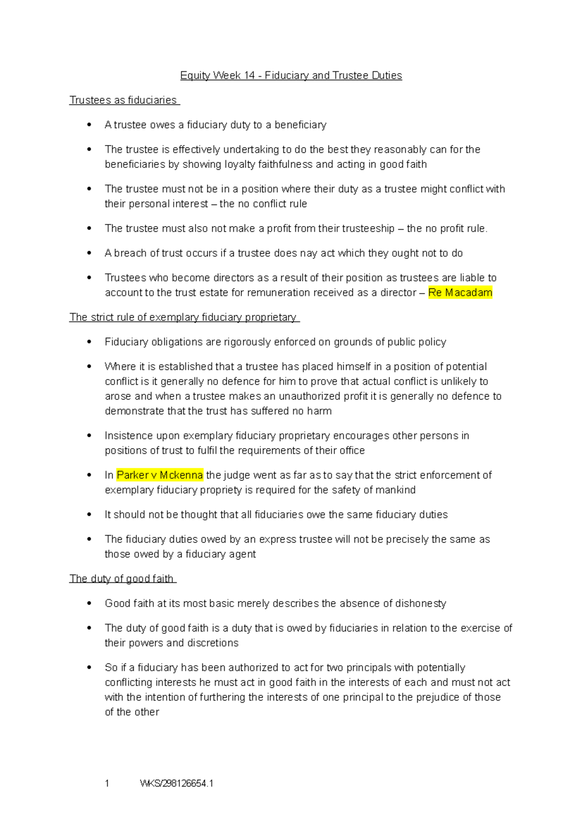Equity Week 14 - Understanding Fiduciary and Trustee Duties - Studocu