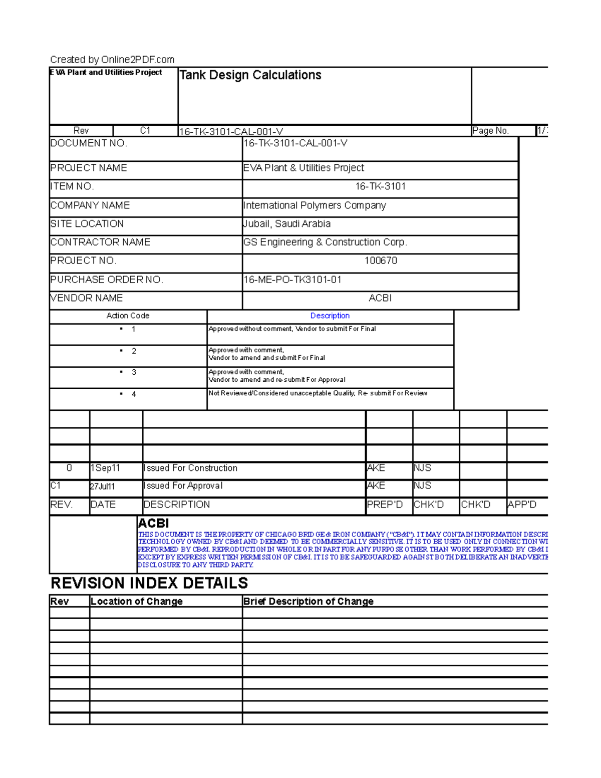 EVA Plant & Utilities Project API 620 Tank Design Calculations - Studocu
